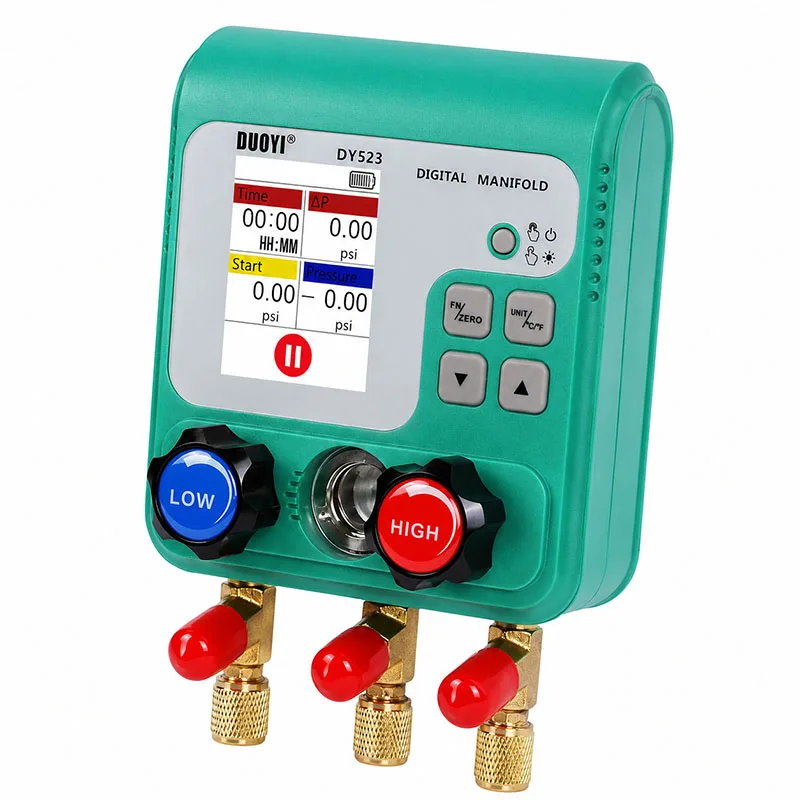 Digital HVAC Manifold Gauge Refrigerant Vacuum Pressure Tester for AC Refrigeration 92 Refrigerants Database Pressure Leak Test