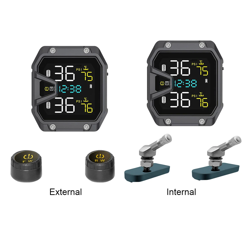 Motorcycle Tire Pressure Monitoring Alarm System LCD Display Wireless Tire Pressure Monitoring System Motorcycle Accessories