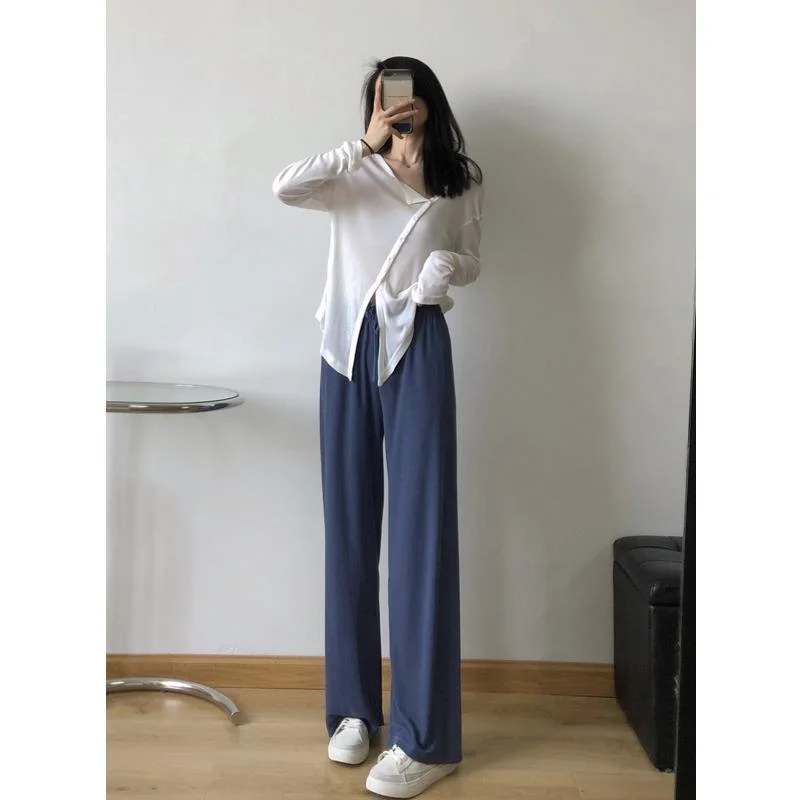 เสื้อยืดแขนยาวผู้หญิงผ้าฝ้ายงานเย็บปะติดปะต่อกันเสื้อทรงหลวมน้ำหนักเบาฤดูใบไม้ร่วงธุรกิจเรียบง่ายหรูหราสไตล์ประจำวันที่เรียบง่าย