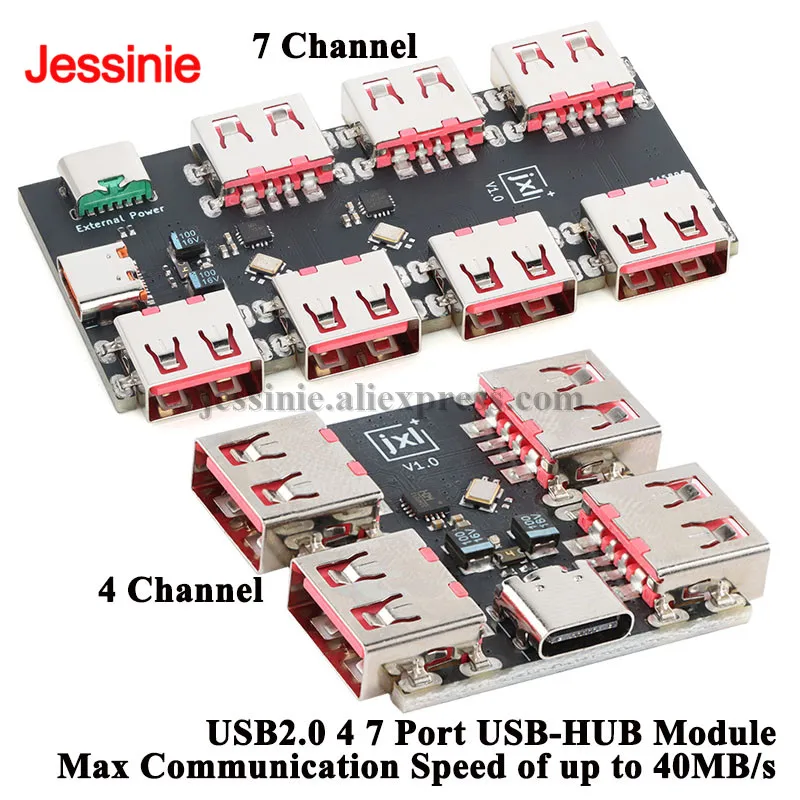 5pcs/1pc USBHUB USB 2.0 to 4 7 Channel Ways Hub PCB Module USB2.0 Splitter USB-HUB Type-C Extender Expansion Board 4 Port 40MB/S