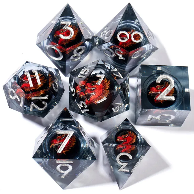 Dragon Dice RPG Resin Dice set Resin DND Dice Polyhedral Dice Set for Dungeons and Dragon Tiger Role Playing games Animals Dice