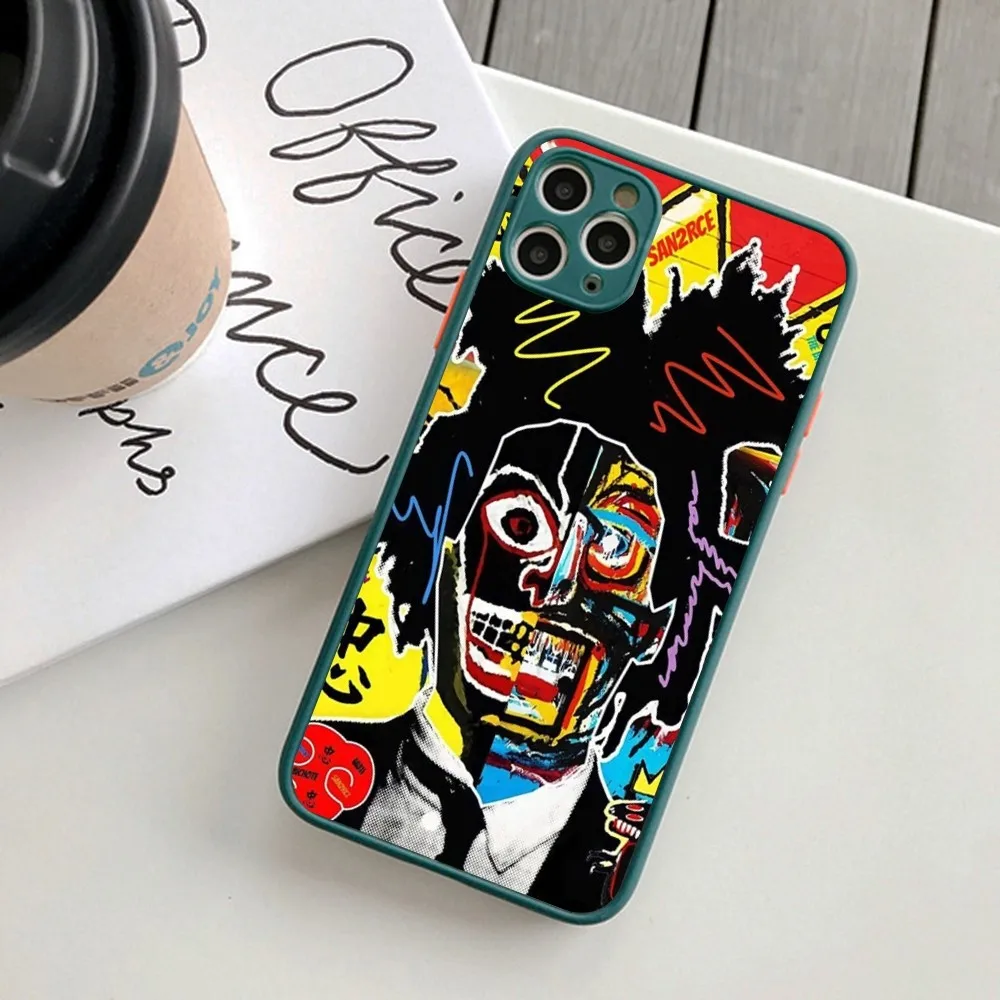 Art J-Jean-M-Michel B-Basquiat Phone Case for iPhone 14 11 12 13 Mini Pro Max 8 7 Plus X XR XS MAX Translucent Matte Cover