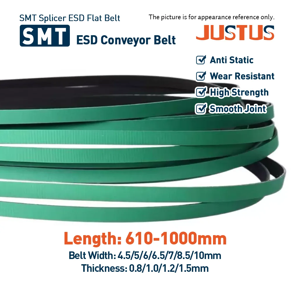 610-1000mm ESD Anti-static Flat Belt SMT Conveyor Belt for Mounter Splicing Station, Lifting Trigger and Transfer Machine