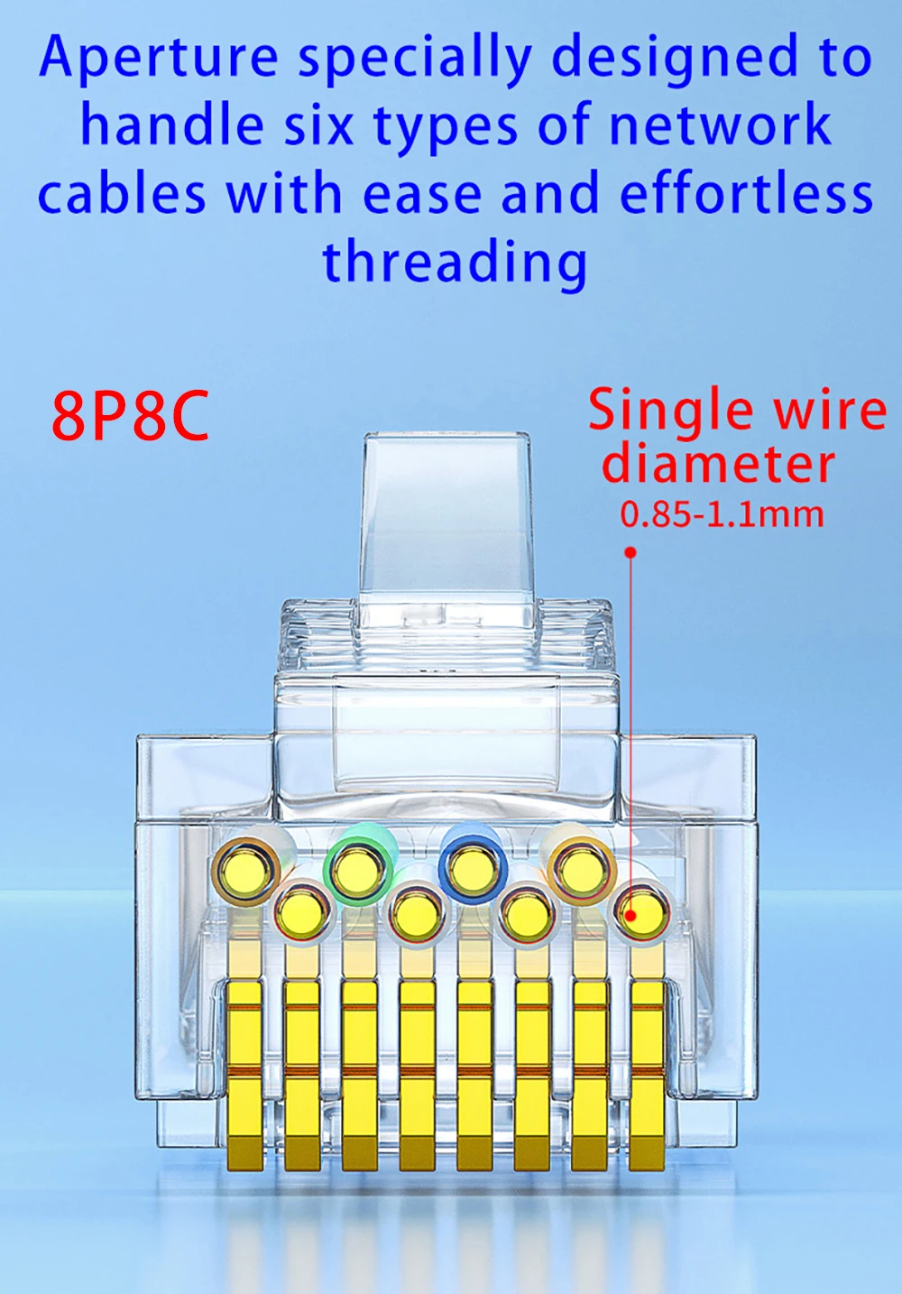 1/10/50Pcs Pass Through RJ45 Cat6/Cat5e Connectors Crystal End Gold-Plated 8P8C Crimp UTP Standard Ethernet Network Modular Plug