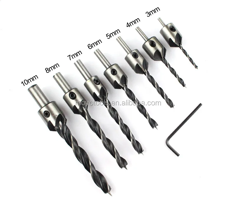 

7PcsCountersink Drill Bit Head Drilling Bit Set 3 Tips Woodworking Drill 3,4,5,6,7,8,10mm Countersunk Drills