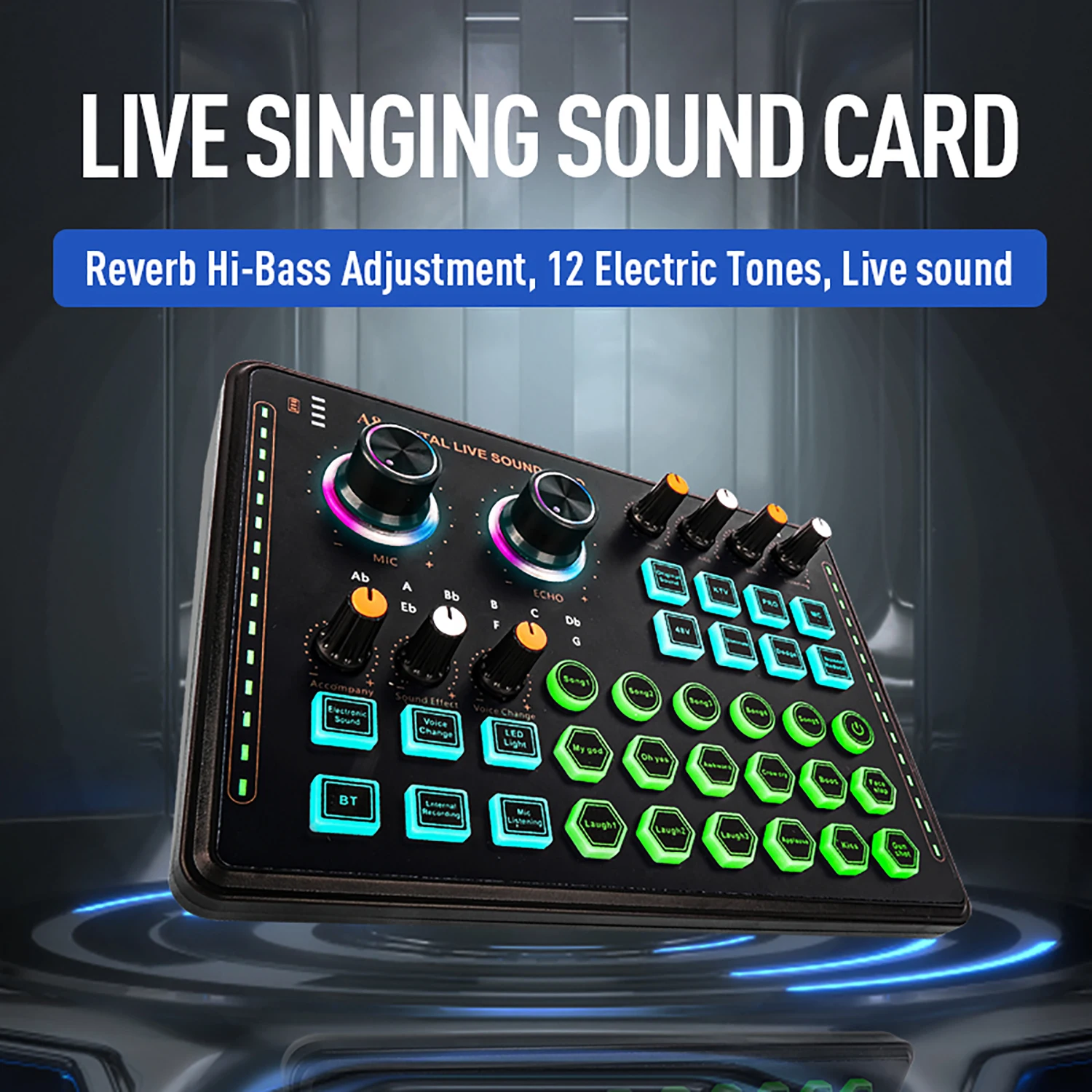 GAX-A8 Digital Live Sound Card Supports 48V Live Audio USB External Computer Mobile Phone Singing Recording Soundcard Mini Mixer