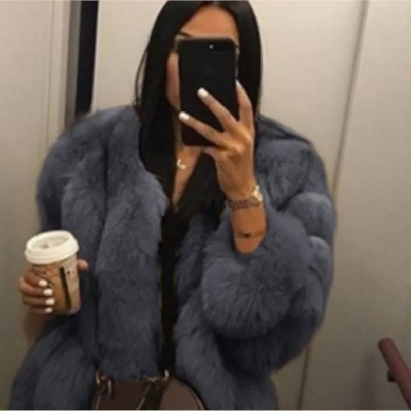 PERITANG S-5XL Coats Women 2025 Winter Top Fashion FAUX Fur Coat Elegant Thick Warm Outerwear Fake Fur Jacket Chaquetas Mujer