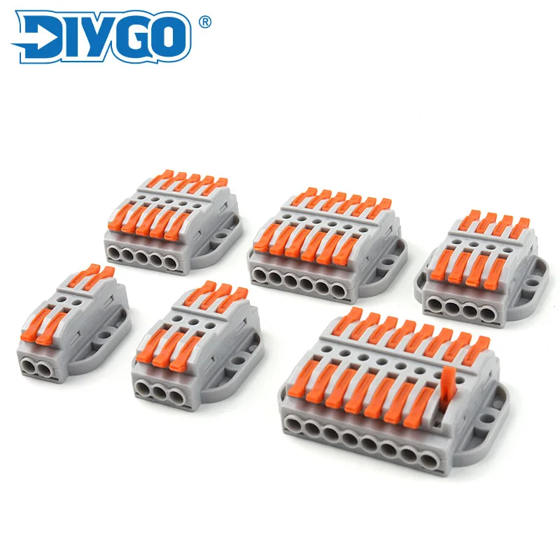 

10/25PCS Universal Compact Docking wiring terminal block Universal Push-in Wire Connector 1 in Multiple out with Fixing Hole