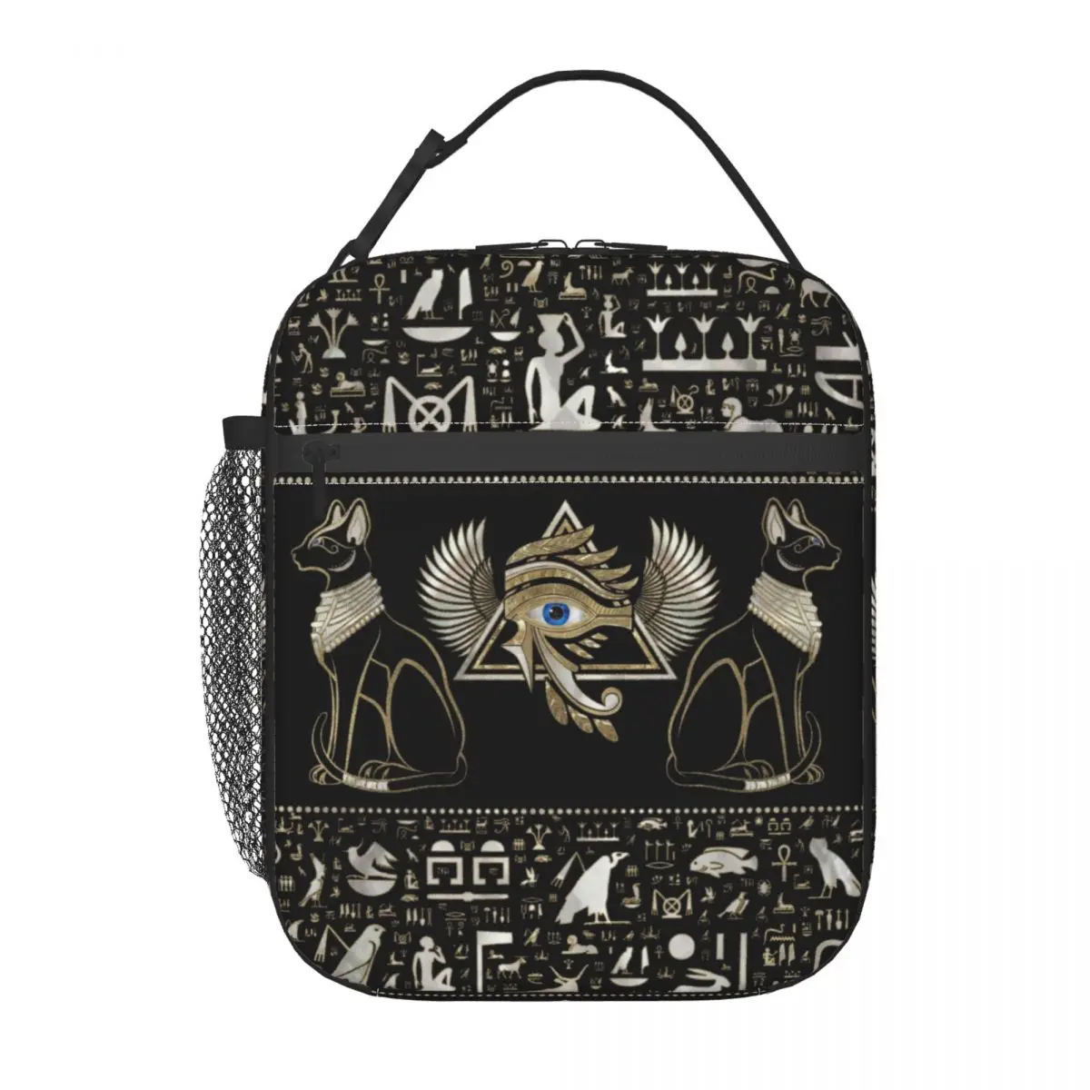 Egyptian Cats Portable Lunch Boxes Multifunction Ancient Egypt Eye of Horus Thermal Cooler Food Insulated Lunch Bag Office Work