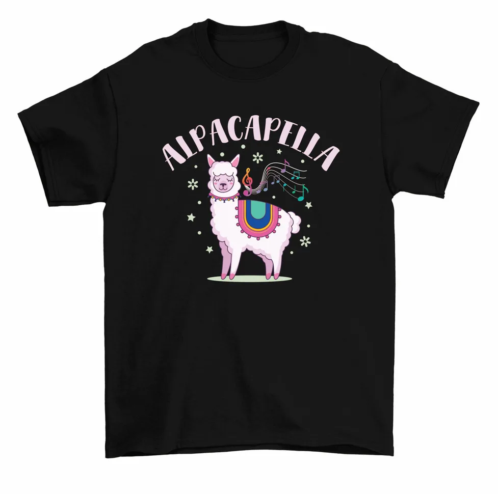 Alpacapella Alpaca Llama A Cappella T-Shirt Women Unisex High Quality 100%Cotton Short Sleeve