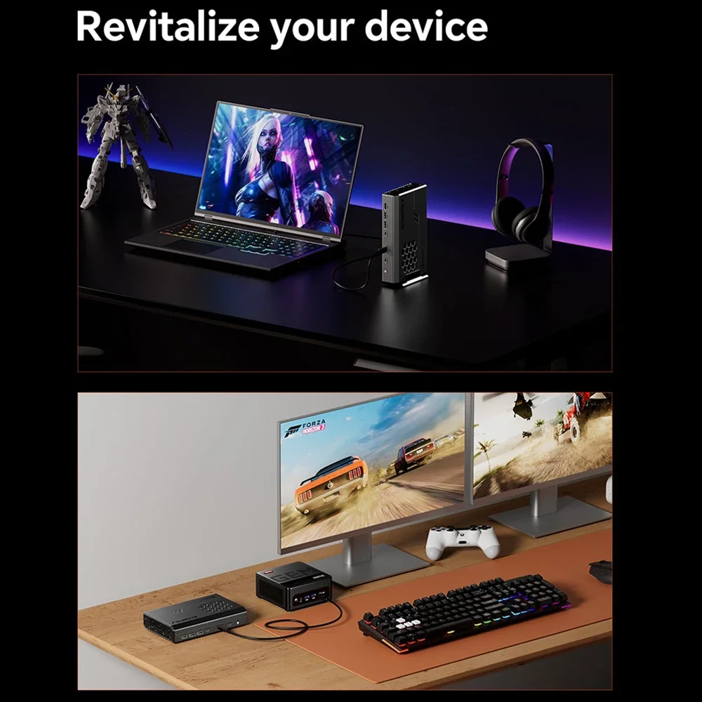 AOOSTAR EGPU Graphics Docking Station RX 7600XT OCulink USB4 CNC Aluminum PCIE4.0 Extended Multi-interface HUB Laptop Expander