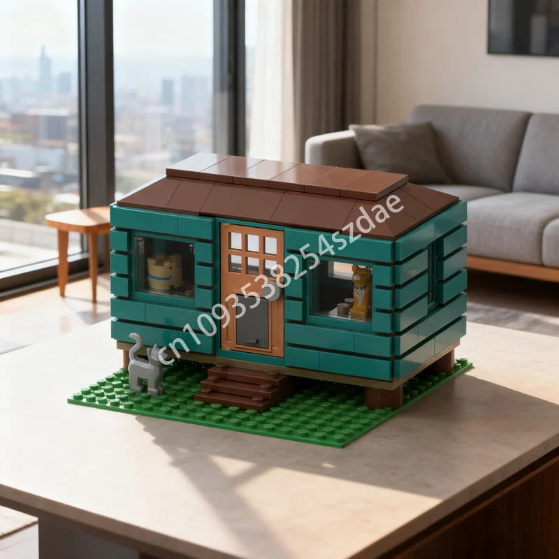 237 قطعة MOC القط لودج مدينة المزرعة نموذج اللبنات هدايا عيد الميلاد لعبة الهندسة المعمارية لتقوم بها بنفسك فكرة التعليم الطوب الاطفال عيد ميلاد #1