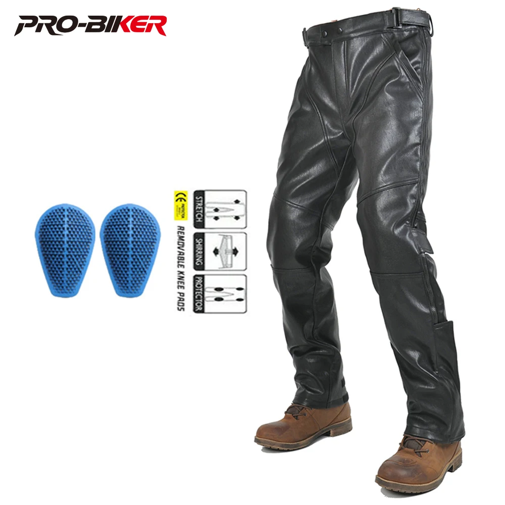 

Men's Warm Windproof Motorbike Pants Man Motorcycle Quick Release Pants Winter Motorcycle PU Leather Pants Motocross Pants M-XXL