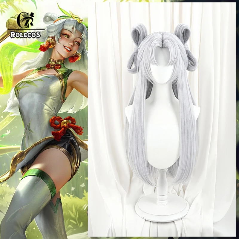 

ROLECOS Game LOL Panda Pal Lux Cosplay Wig 70cm Gray Color Women Wigs Heat Resistant Synthetic Hair