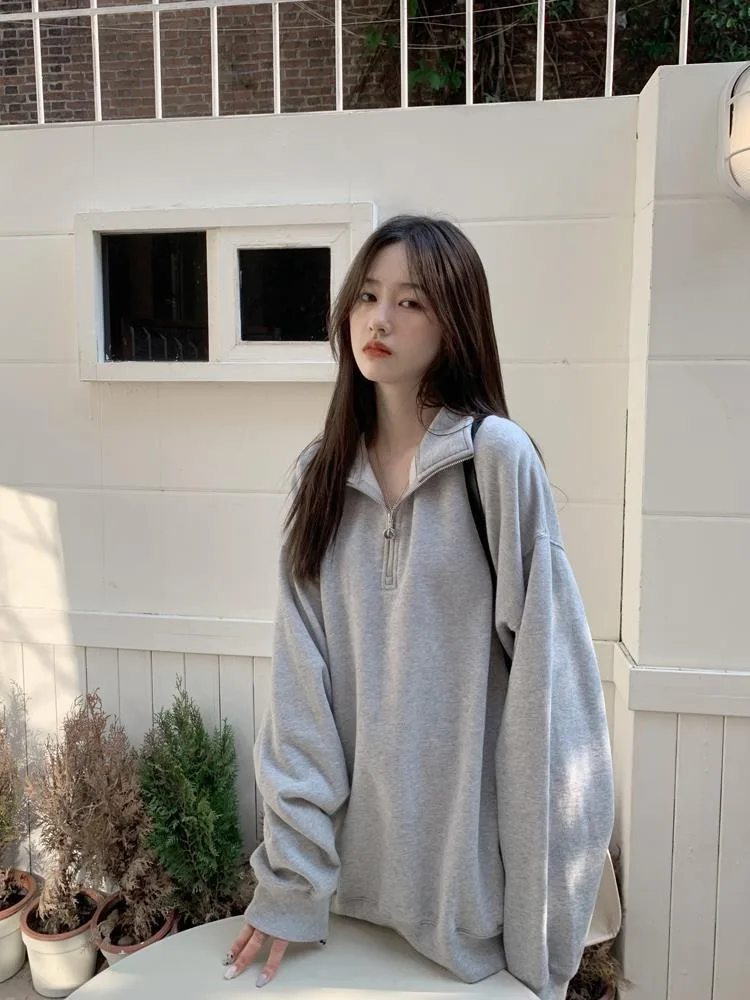 Damen Oversized American Hoodie Jacke Herbst Winter Trend Frühherbst Top Lässiger Bequemer Sitz Sweatshirt – Detail 10