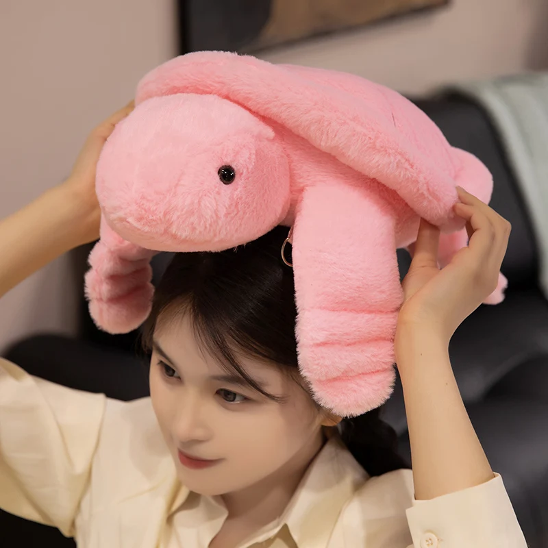 Kawaii tartaruga mochila brinquedos de pelúcia recheado macio animal tartaruga travesseiro almofada decoração para casa presentes aniversário de volta à escola anime presentes