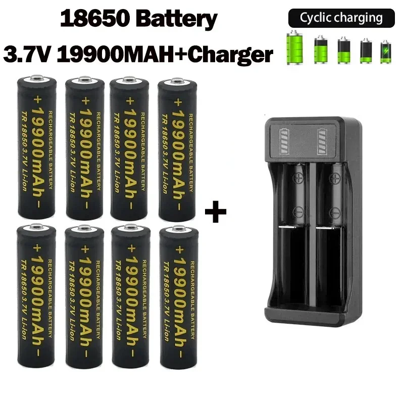 

18650Rechargeable Battery 2025 NewBest-selling 3.7V19900mAh+Charger Capacity Li-ionBattery For Screwdriver Remote Control Camera