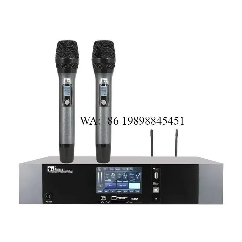 WMWMNU 2021 New Arrival Touch Screen With App 3 in One Karaoke Audio Processor Wireless Microphone Amplifier and Effector