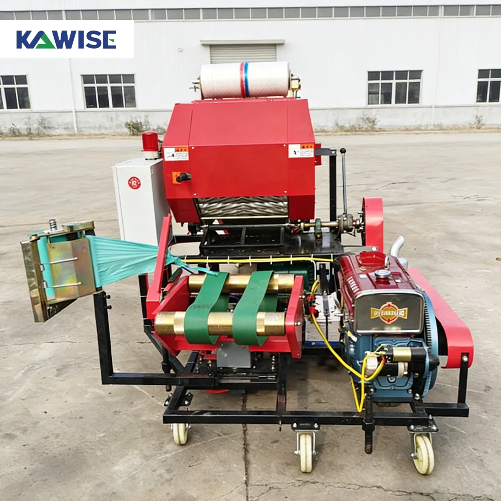 AIROW Diesel Silage Baler Wrapper Machine for Grass, Corn Stalk Round Bale Wrapping on Farms