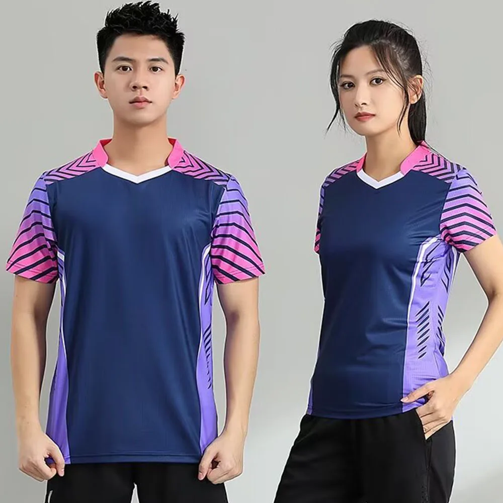 Short Sleeve Sports Tennis T-shirt Jersey for Men Women 2024 Summer Quick Dry Print Table Tennis Ping Pong Badminton Uniform Top