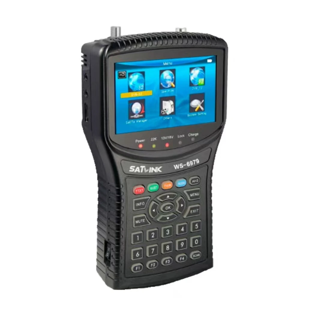Satlink WS‑6979 HD Handheld Combo Finder Meter, DVB‑S2 & DVB‑T2 Satellite & Terrestrial Tester with Spectrum Analyzer