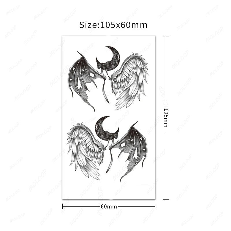 Tattoo Stickers Bat Feather Wings Lunar Bowknot Element Fake Tatto for Women Men Arm Hand Body Art Waterproof Temporary Tatoo