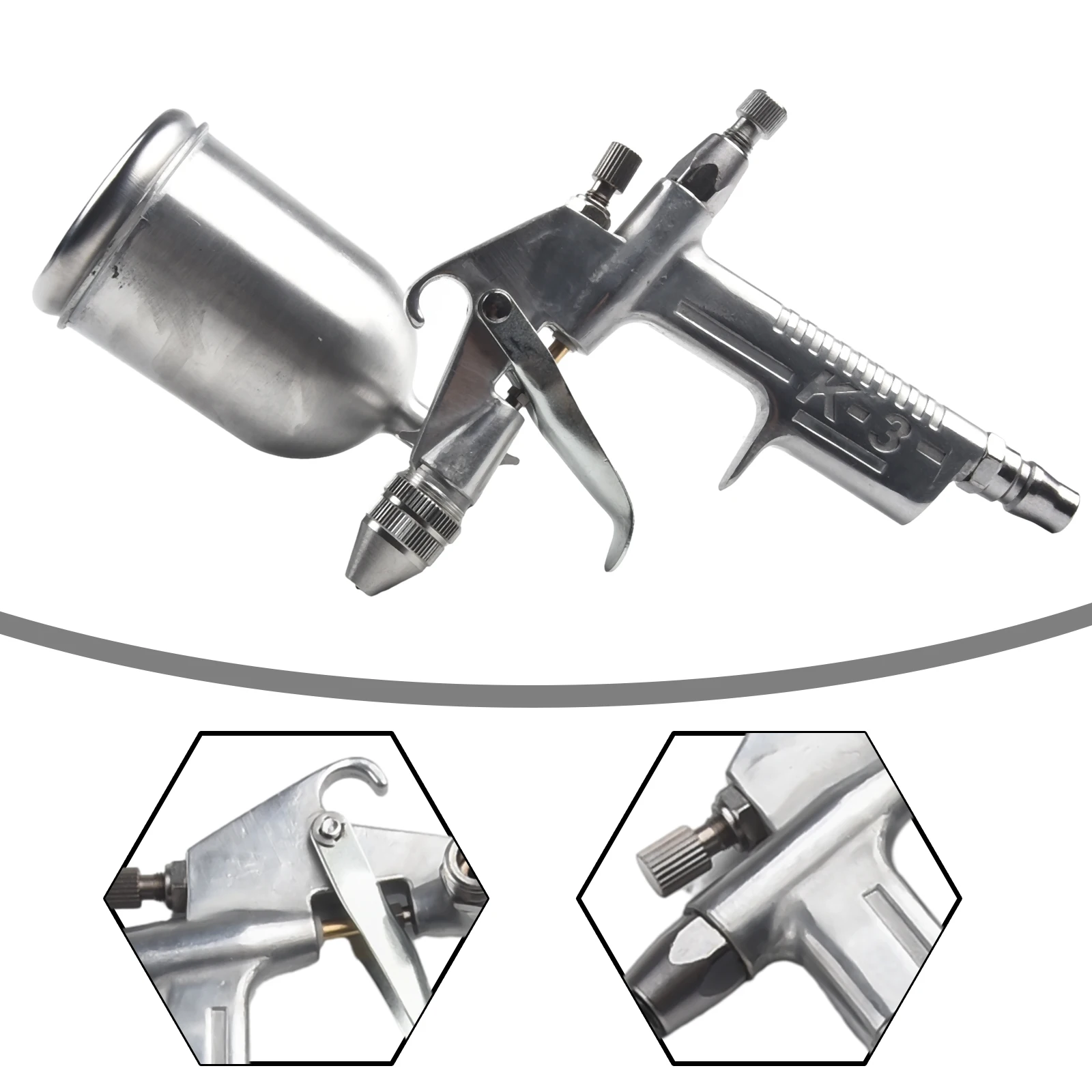 Imagem -03 - Pneumático Aerógrafo Pulverizador Liga Pintura Atomizador Ferramenta para Carros k3 05 mm Bocal 125ml Profissional