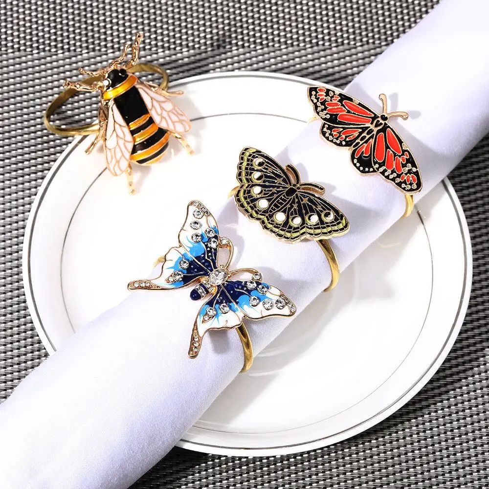 Creative Banquet Animal Shape Hamburger Bees Butterfly Wedding Supplies Napkin Ring Table Decoration Mouth Ring