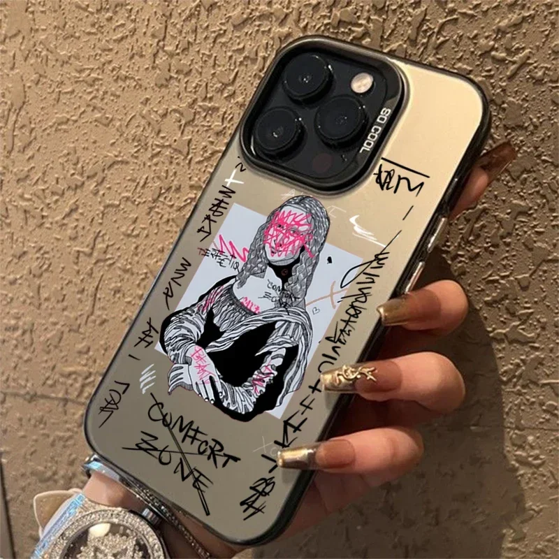 Great Art Aesthetic David Mona Lisa Electroplated Phone Case For iPhone 11 12 13 14 15 Pro Max XS XR X 7 8 Plus Matte Hard Cover