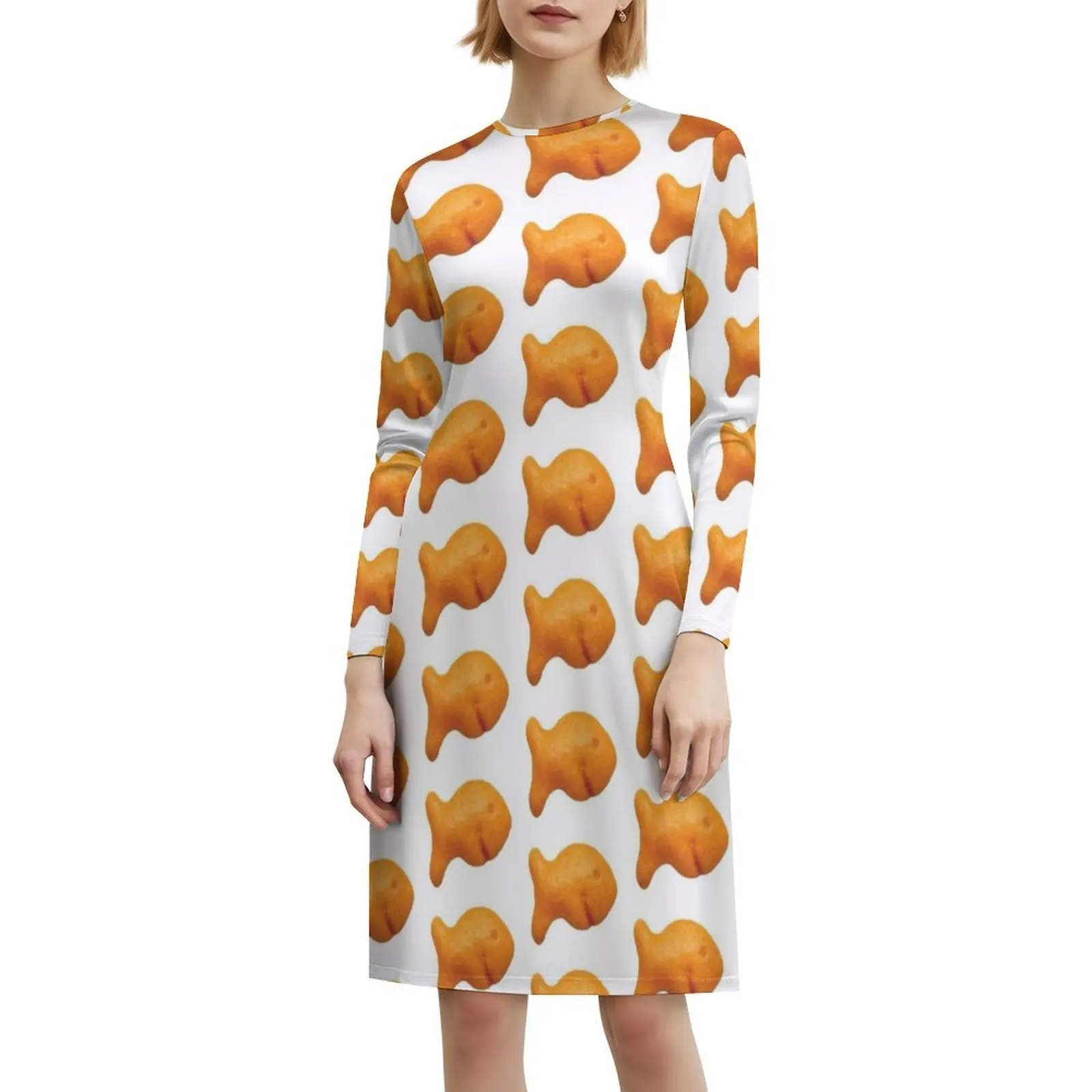 Goldfish cracker boêmio vestido sem mangas para mulheres impressão praia vestidos de festa goldfish goldfish cracker cracker roupas femininas