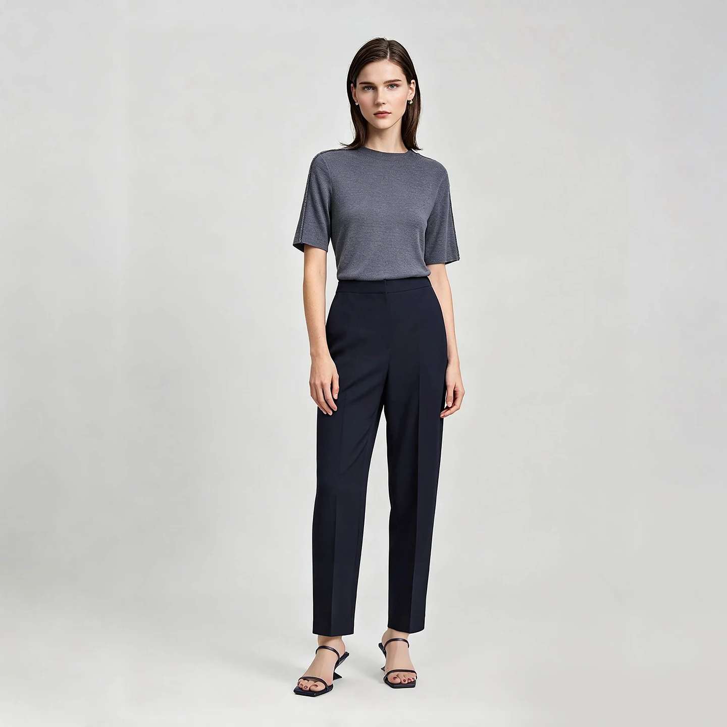 Amii Women's Tapered Pants 2026 Summer New Tie Waist Solid Color Trousers Office Versatile Ankle-Length Pants For Women 12622188
