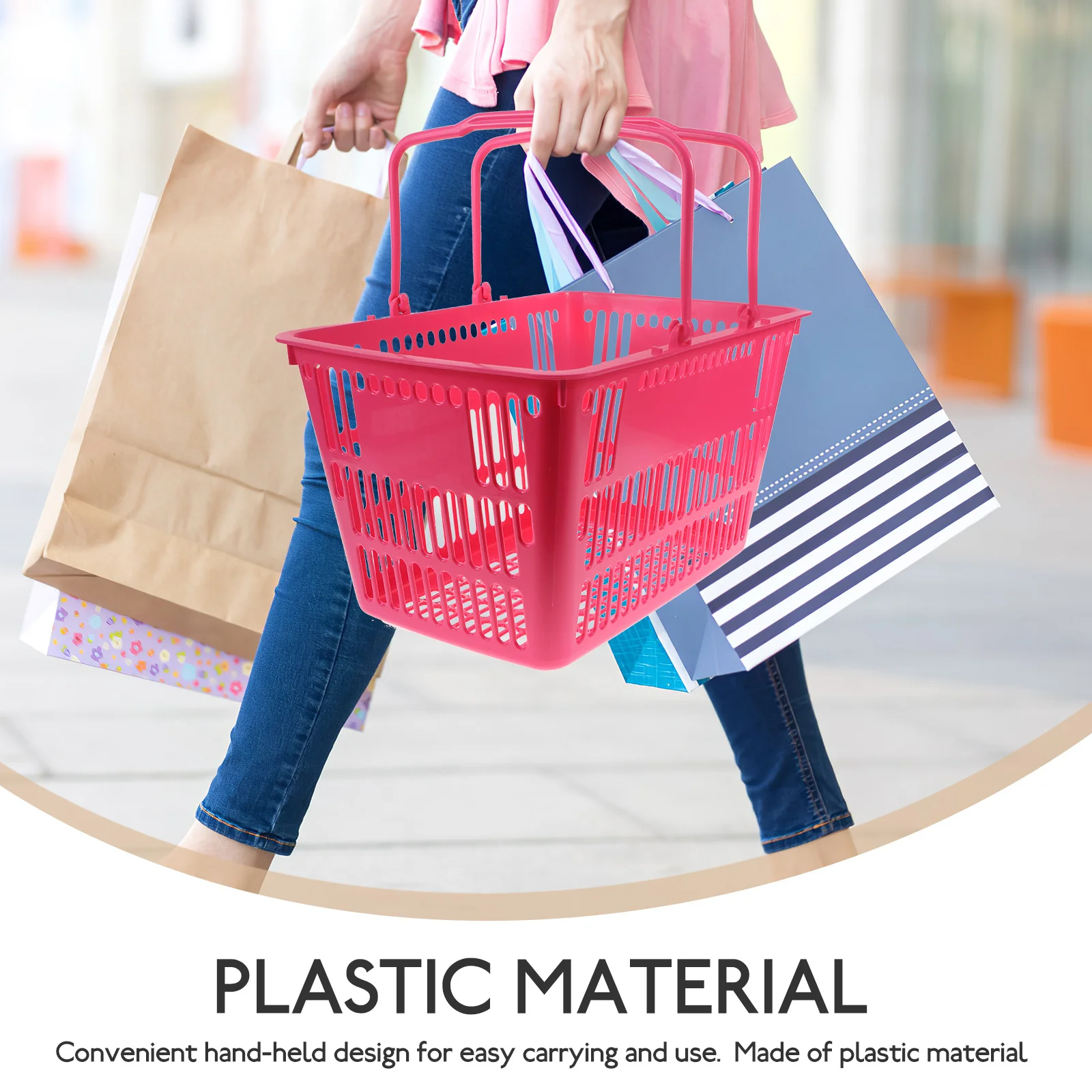 Desktop Basket Thickened Plastic Handheld Storage Container for Grocery Organizer Sundries Storage Desktop Baskets