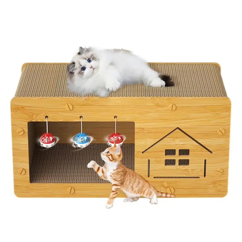 

Scratching Box For Indoor Cats Scratch Pad Cat Lounger Box Cardboard Spacious Kitten Scratching Lounge Bed Sturdy Cat House