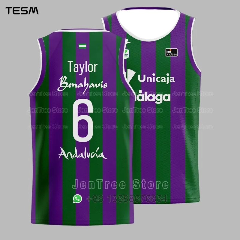 High Quality 25 New Arrivals Spanish Women's Basketball Vest Malaga Jersey Adult/Children's Universal Size Top Men's T-shirt