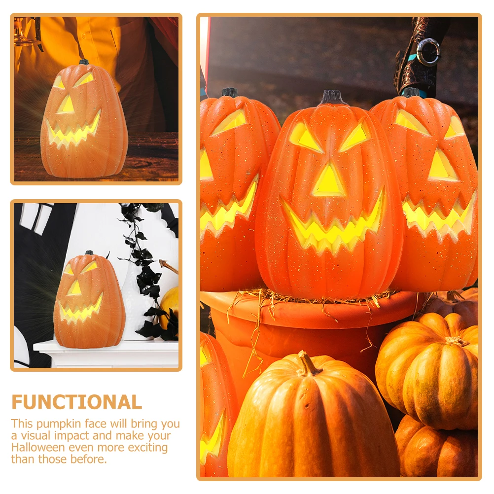 

2 Pcs Pumpkin Skull Decoration Funny Shape Figurine Small Face Decorations Halloween Party Layout Craft Non Talking LED Lantern