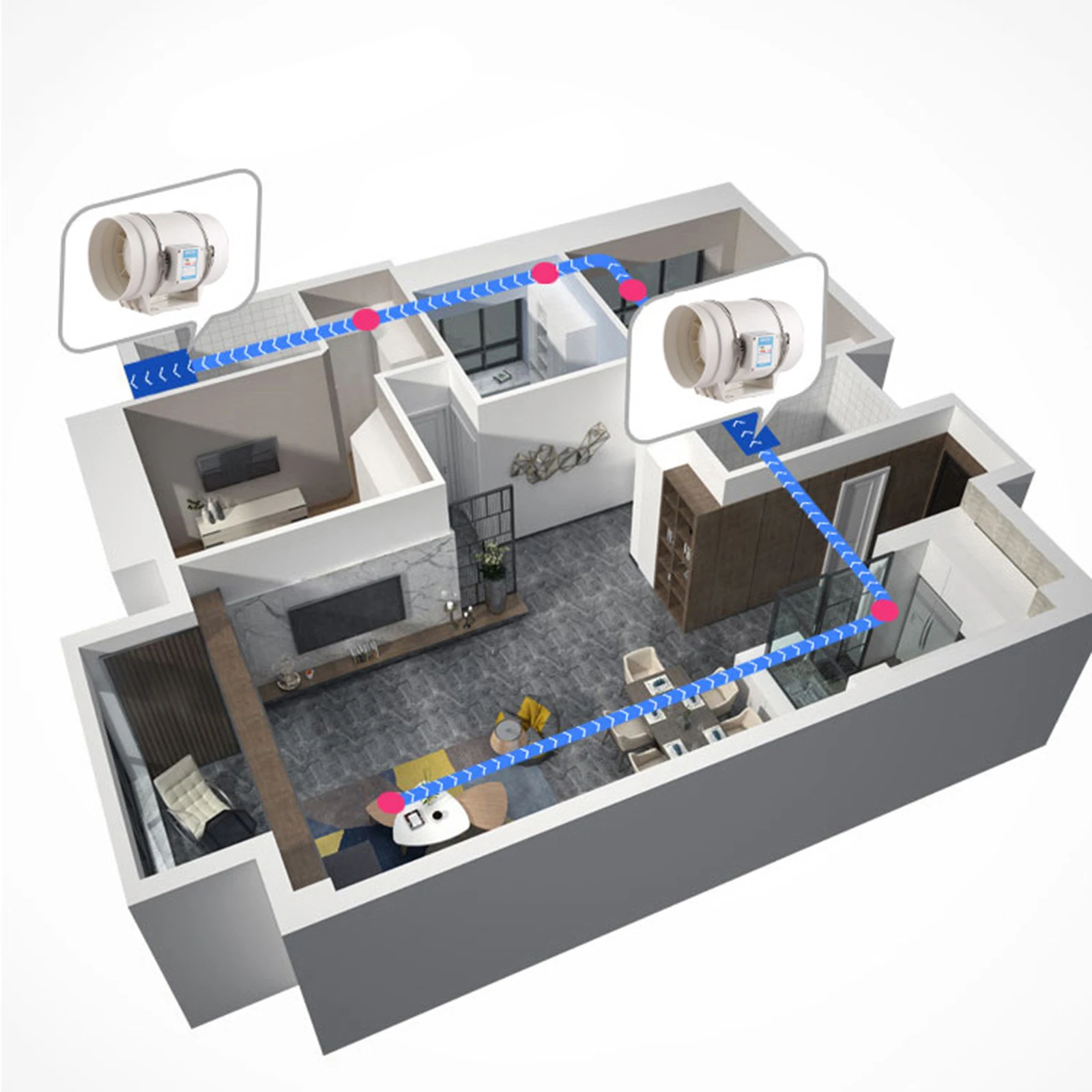 Home Hotel Lager Lüfter Rohr Lüfter mit Lager Rohr belüftete Leitung 110V