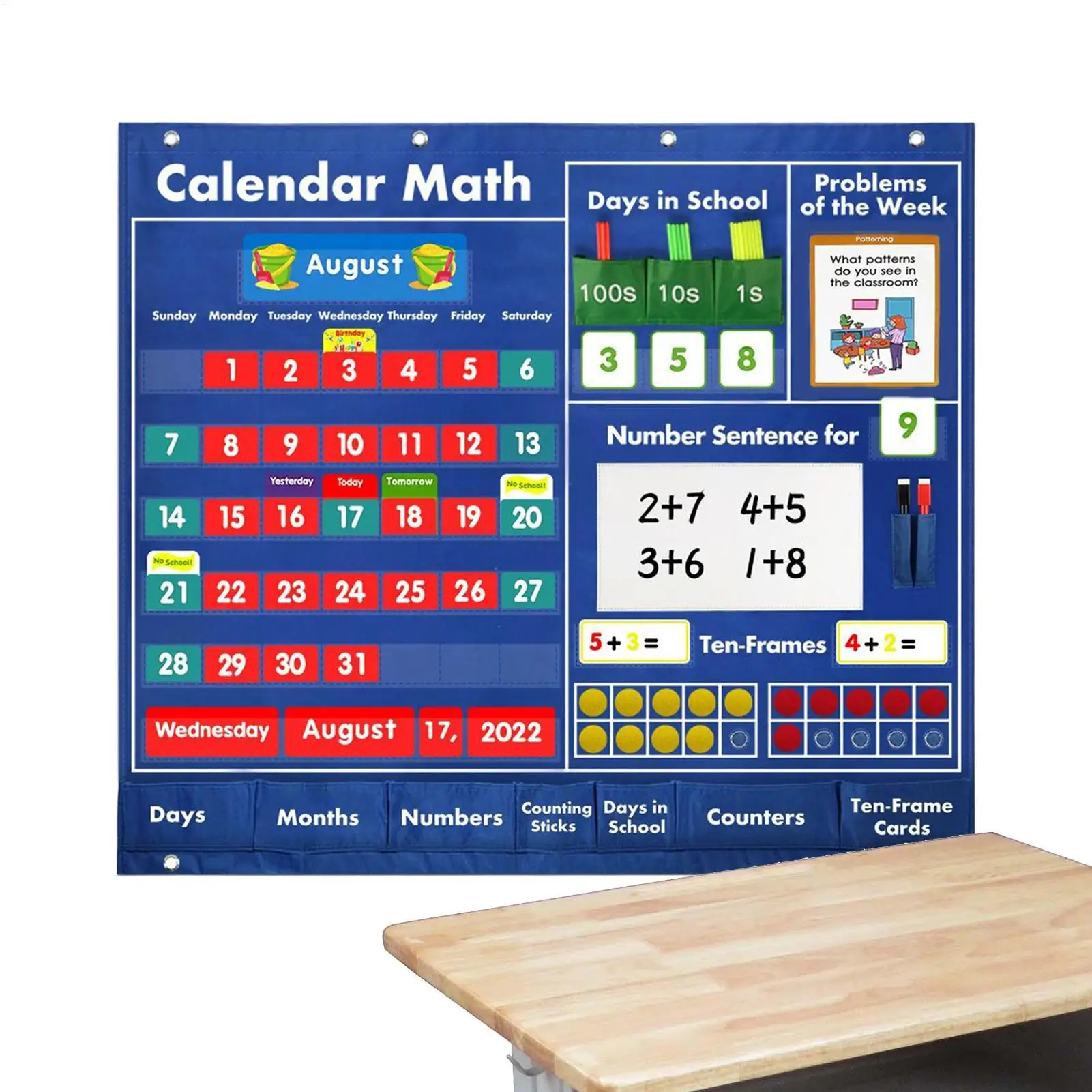 

Daily Mathematics Calendar Classroom Pocket Chart Educational Pocket Chart Teaching Materials For Primary Preschool Mathematics