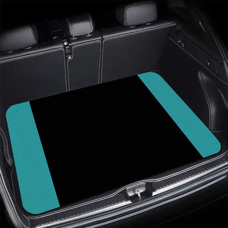 Teal Side Stripe Universal Car Trunk Mat Minimalist Design Non-Slip Washable Cargo Liner For CUV Auto Rear Mat Interior Decor