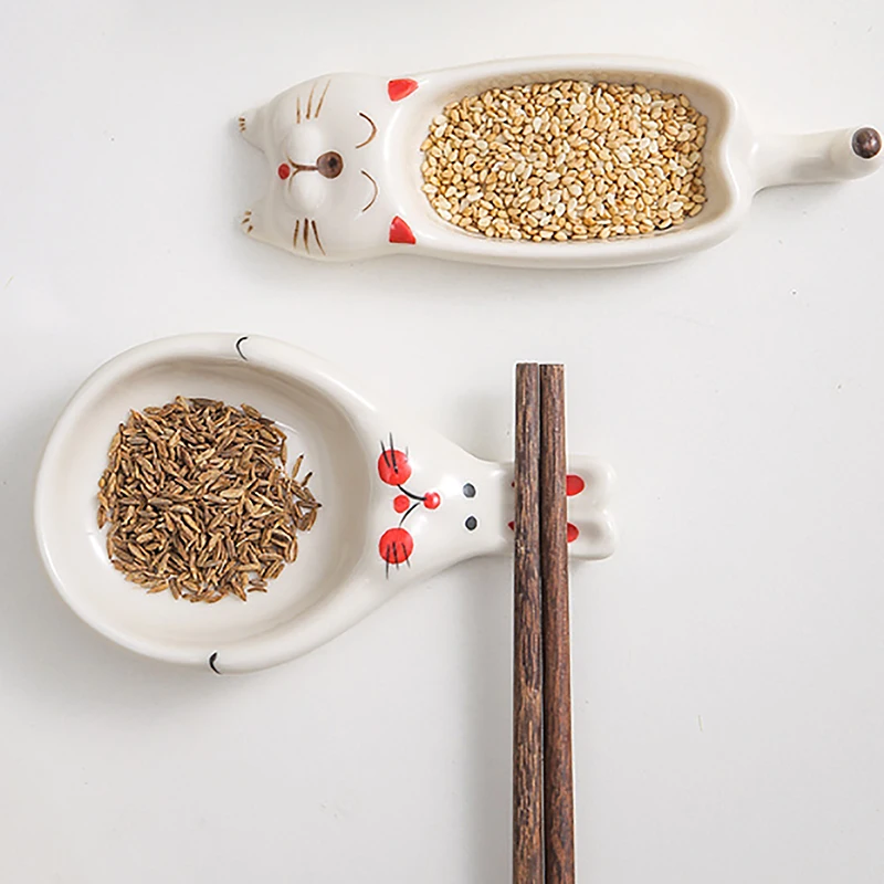 Cute Cat Ceramic Small Dish Mini Mustard Pesto Tomato Ketchup Soy Sauce Dish Seasoning Plates With Handle For Home Restaurant