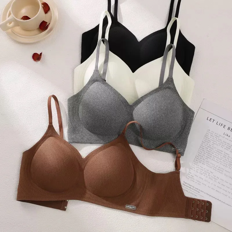 Women's Seamless Wireless Push-Up Bra Soft Support Comfortable Underwear for All Breast Sizes Autumn Winter Breast-Reducing Bra
