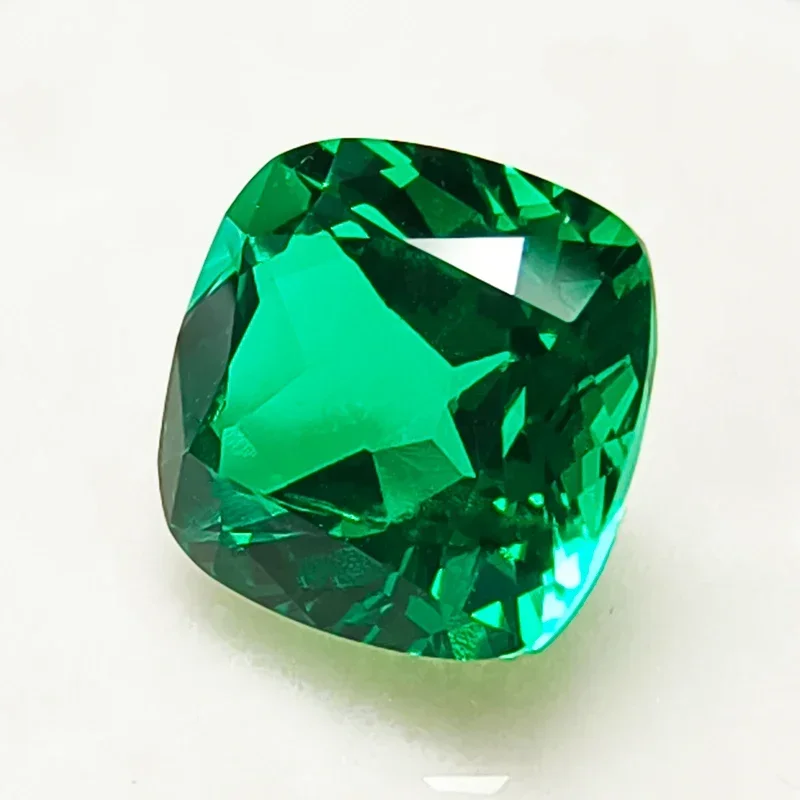 Lab Grown Colombia Emerald Square Cushion Shape Hand Cutting Hydrothermal Emeralds DIY Jewelry Making Selectable AGL Certificate