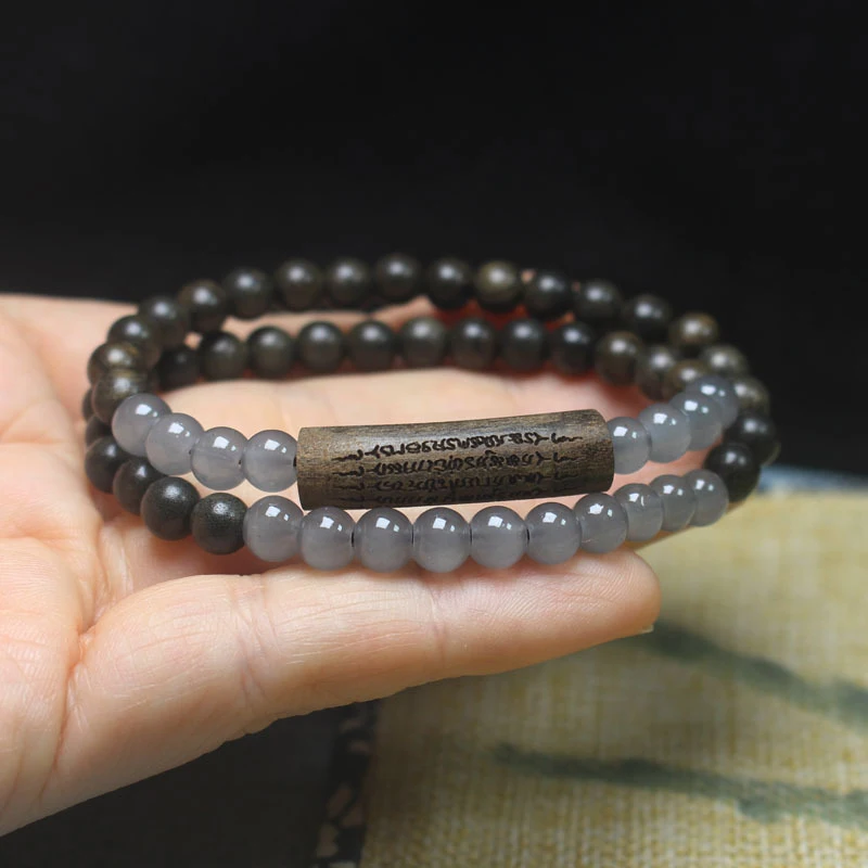 Sheng Guibao 6mm double-ring five-sutra half-bracelet Buddhist bead bracelet wooden prayer beads cultural artifact personalized