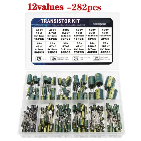 Elektrolytkondensatorsats högfrekvenssortiment 10v 16v 25v 35v 50v 400v 10uf 100uf 470uf 1000uf 8 best sales kondensatorbank - №2