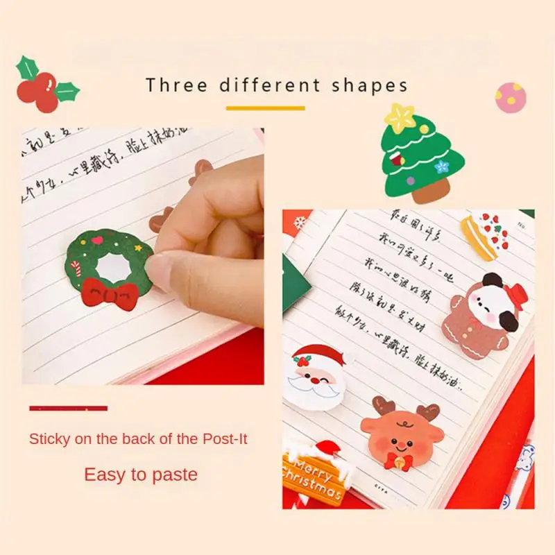 60 Sheets Cartoon Merry Christmas Themed Sticky Notes Student Memo Guestbook DIY Handbook Decoration Stickers Stationery