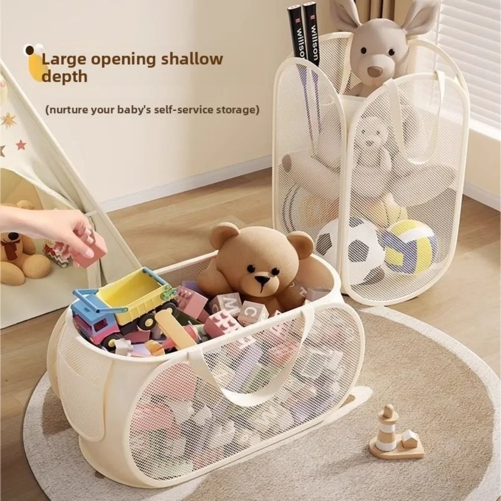New Sub Block Design Doll Storage Basket Side Pocket with Handle Storage Bucket Large-capacity Laundry Basket Household Use