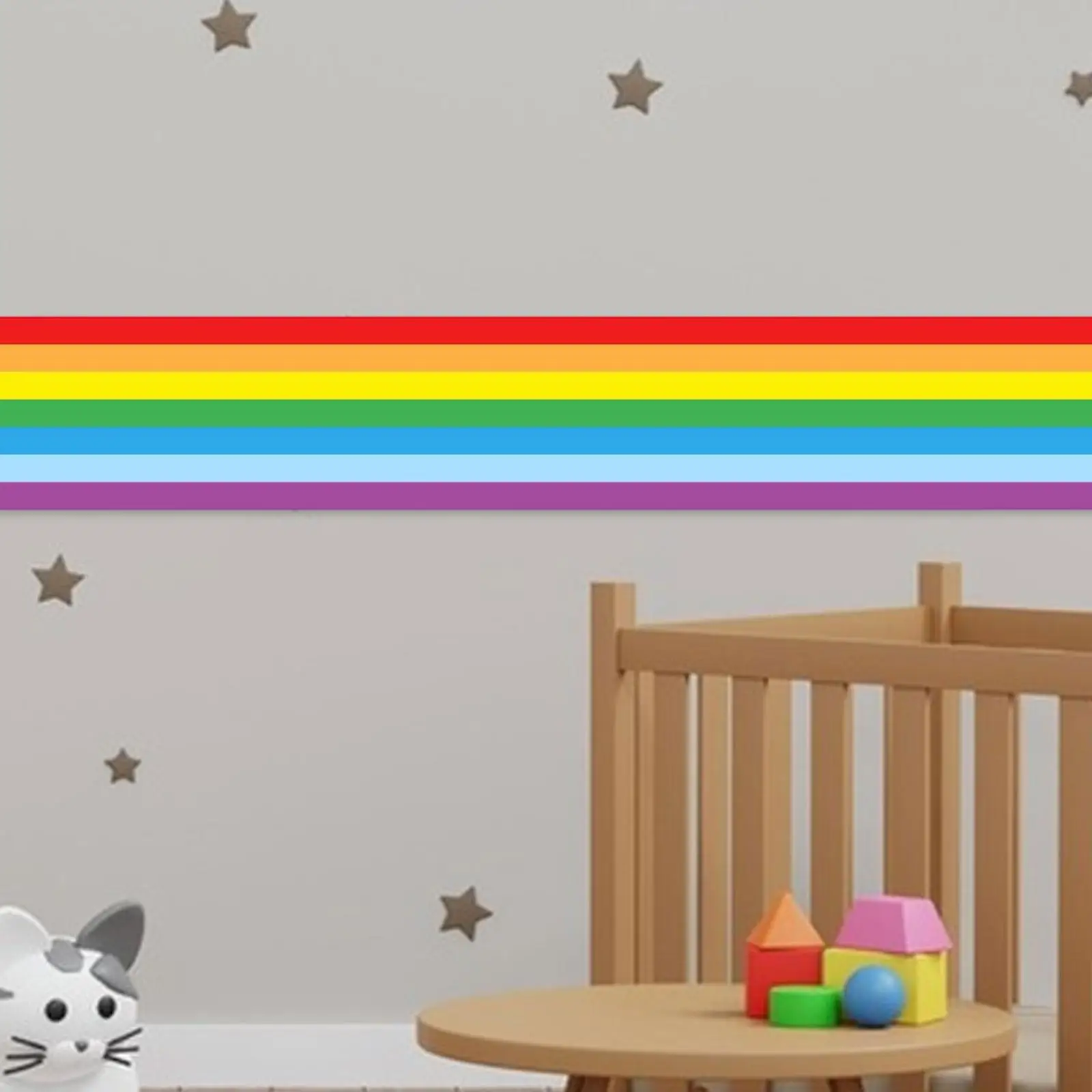 قوس قزح الخصر خط الجدار ملصق بلاط ملصق PVC ديكور 118 بوصة × 4 بوصة #4