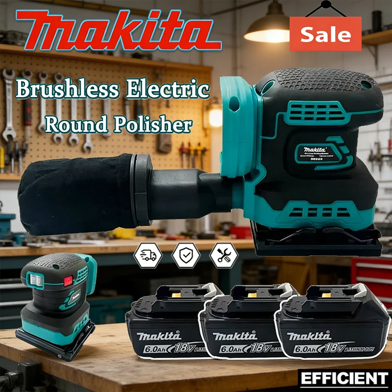 

Makita Electric Cordless Disc Random Orbital Brushless Sander Grinding Polisher 3-Speed Sanding Machine Fit Makita 18V Battery