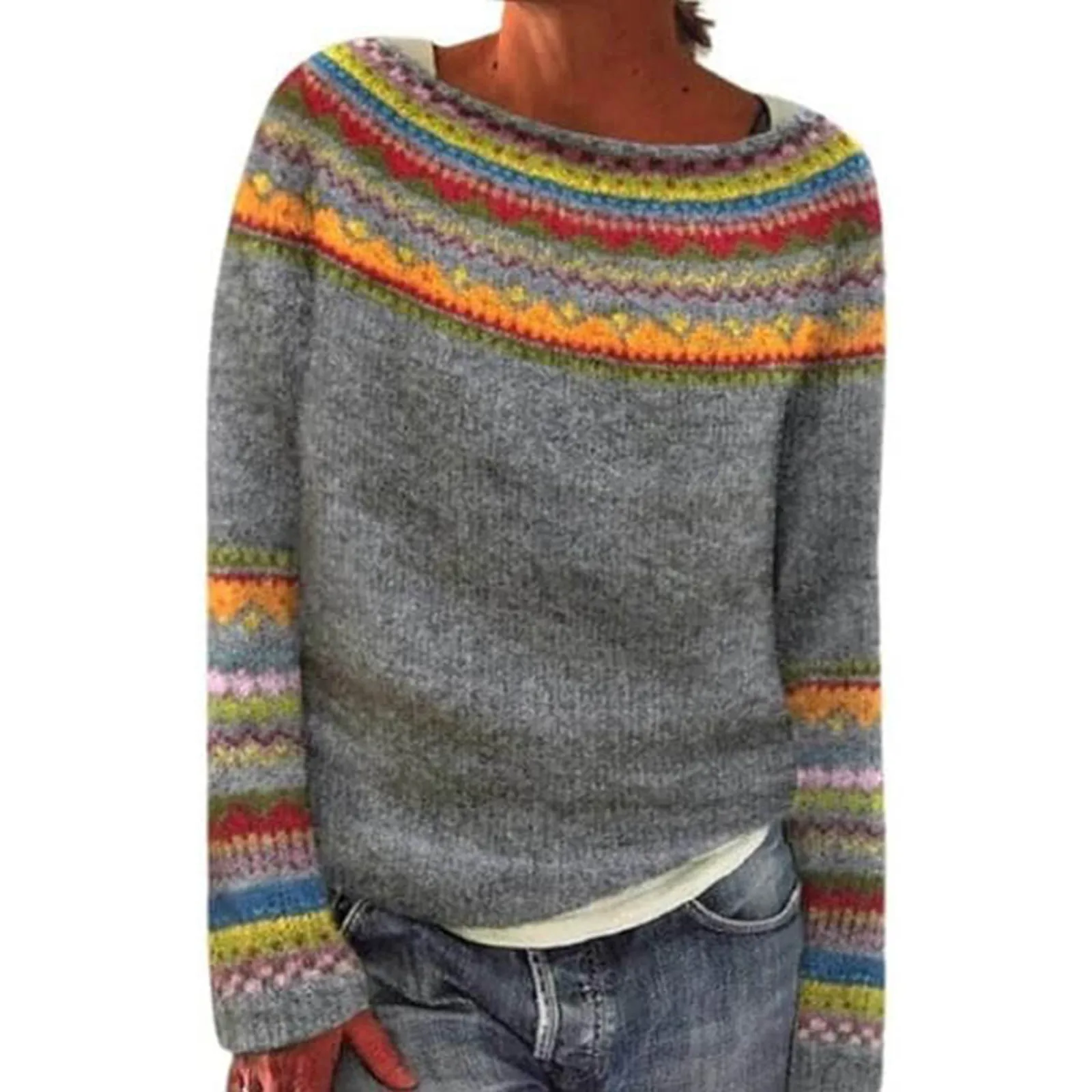 Plus Größe Herbst Winter Frauen Hässliche Pullover Vintage Warme Lange Hülse Rundhals Beiläufige Gestrickte Pullover Tops y2k Lose Jumper