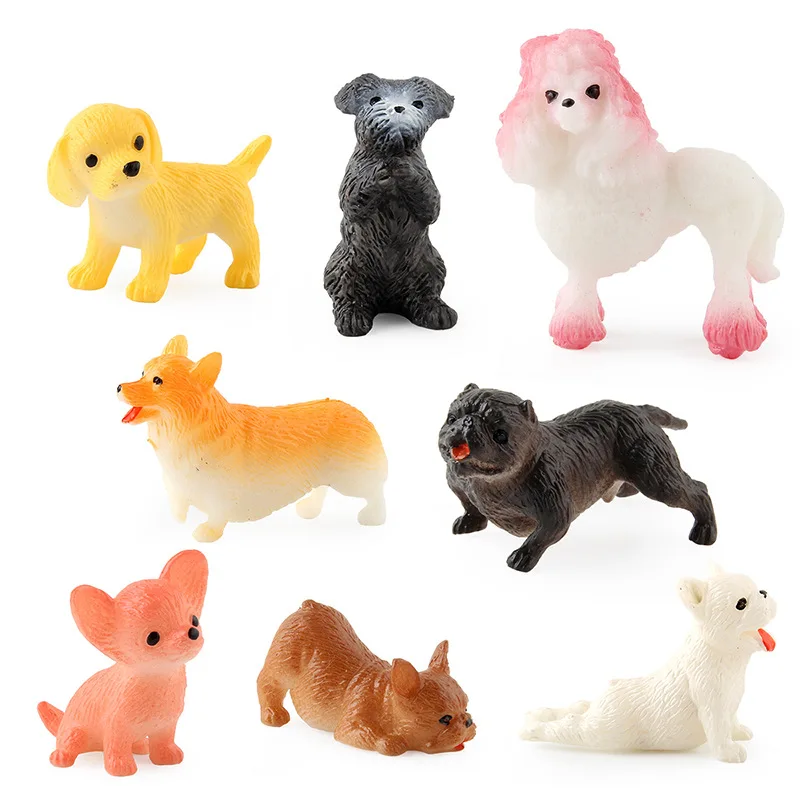 

8pcs/set Kawaii Simulation Animal World Pet Puppy Model Set Early Education Action Figure Hollow Ornament Toys for Children Gift