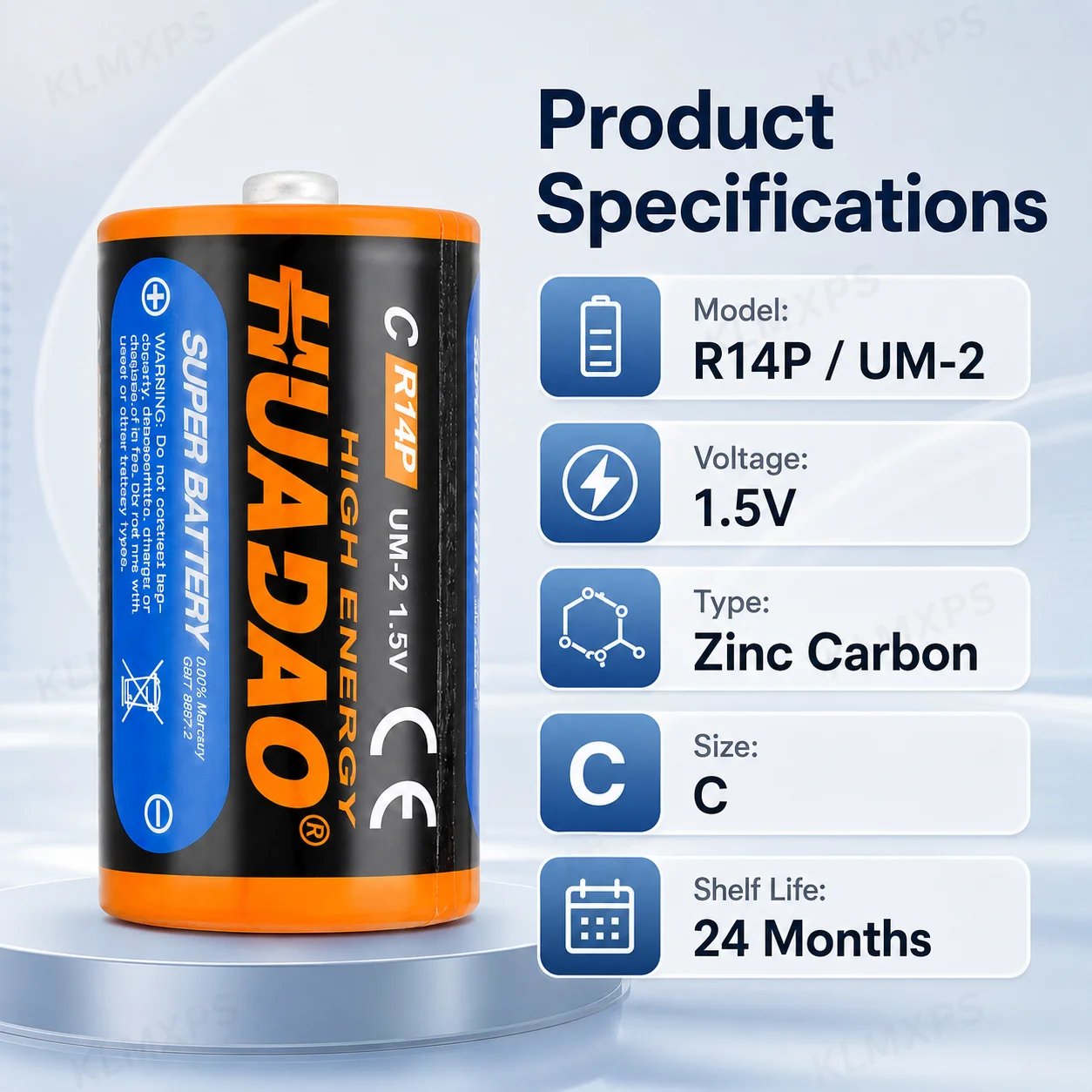 C Size 1.5V Zinc Carbon Batteries R14P UM-2 Non-Rechargeable Dry Cell Battery for Radio Toy Torch Flashlight Household Devices